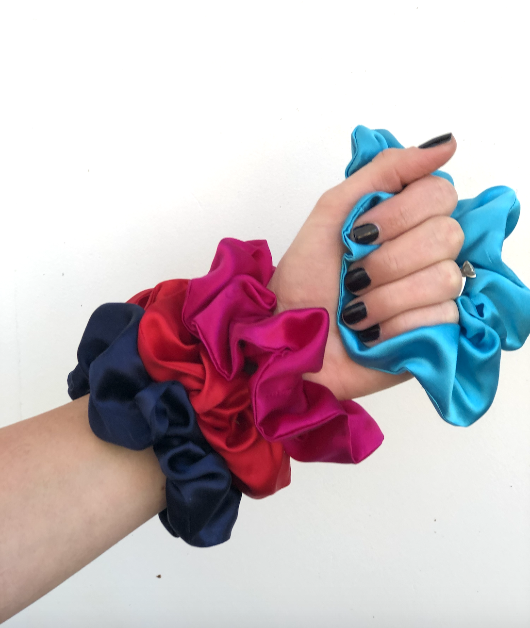 Pure Mulberry Silk Hair tie Scrunchies - various jewel colours