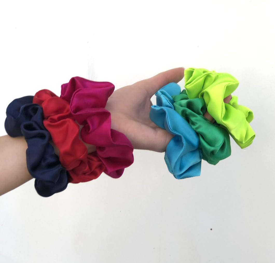 Pure Mulberry Silk Hair tie Scrunchies - various jewel colours