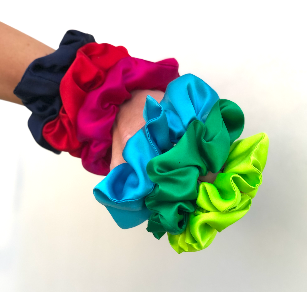 Pure Mulberry Silk Hair tie Scrunchies - various jewel colours