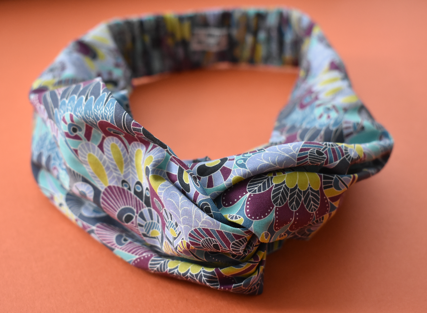 Ladies Twisted Turban Headband - Liberty of London Summer Eban in blue