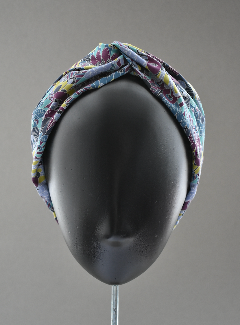 Ladies Twisted Turban Headband - Liberty of London Summer Eban in blue