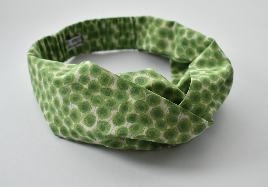 Ladies Twisted Turban hairband and neck scarf - Liberty of London Xanthe Sunbeam Green - Silk & Lawn