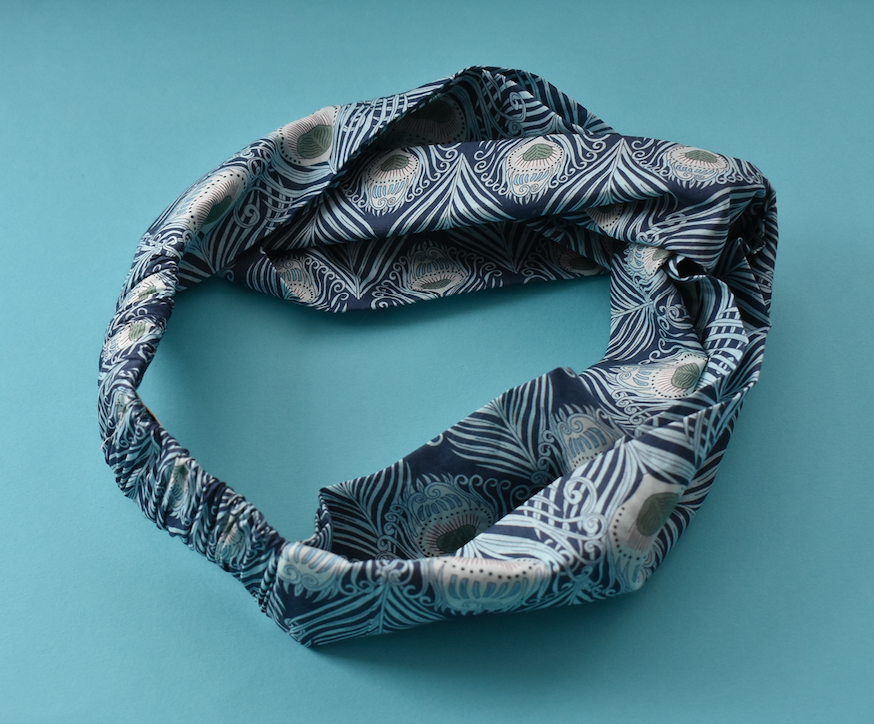 Ladies Twisted Turban Headband - Liberty of London Caesar Peacock Feather