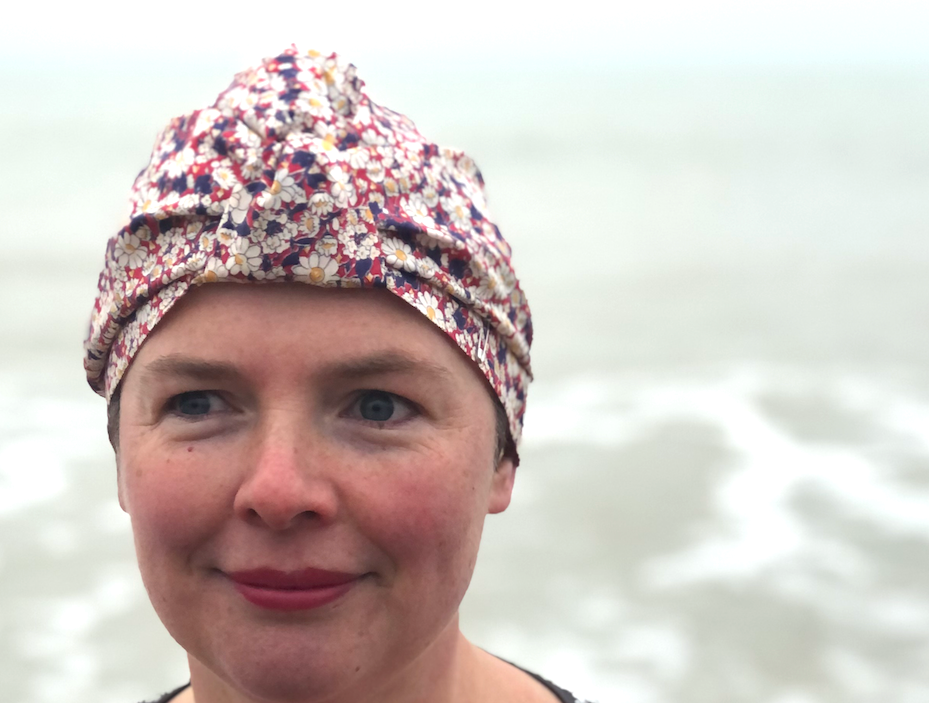 Salty Sea Knot - Swimming Cap Topper - Swim Turban - Vintage Liberty Daisy