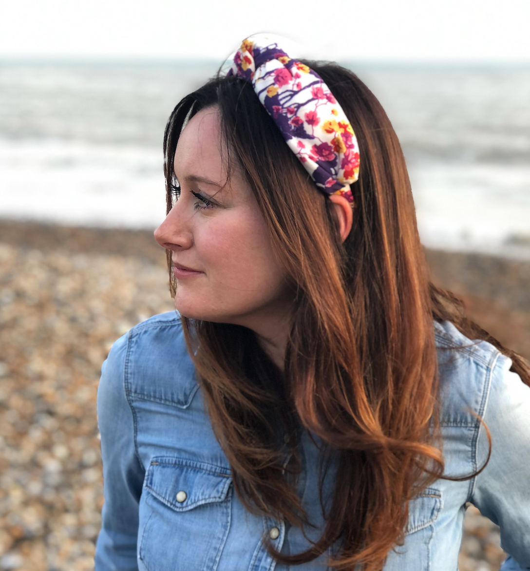 Luxury Silk Knot Alice band - Liberty of London Artist Ombrellino printed silk