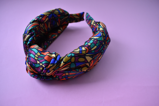Silk Knot Alice band - Liberty of London Artist Jewel graphic printed silk