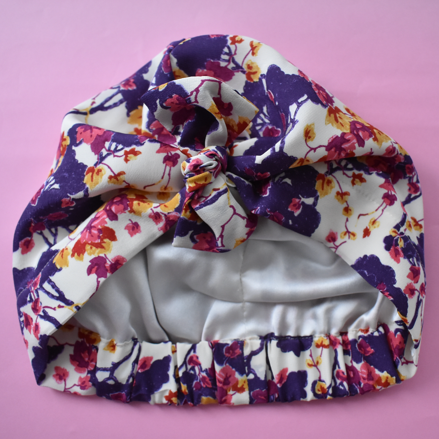 Luxury 100% pure silk Turban & Head wrap - Liberty of London Ombrellino Japanese blossom printed silk