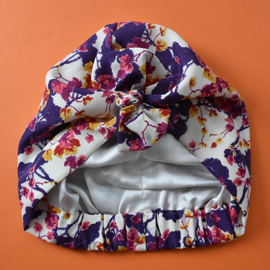 Luxury 100% pure silk Turban & Head wrap - Liberty of London Ombrellino Japanese blossom printed silk