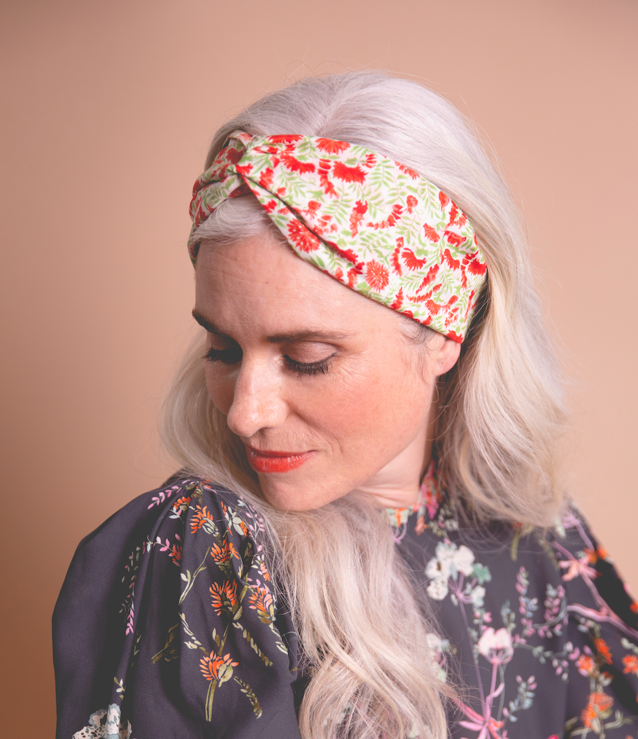 Ladies Twisted Turban Headband - Vintage Liberty of London Chrysanthemum