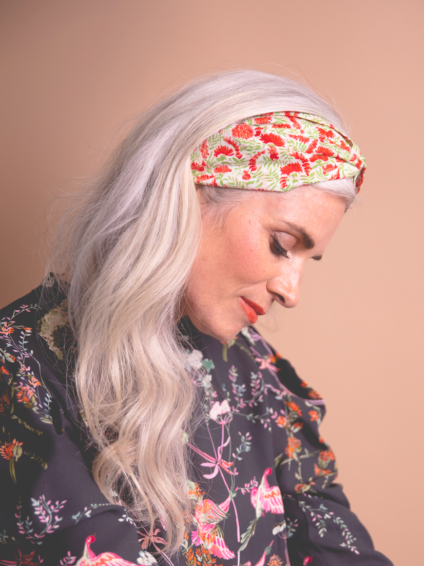 Ladies Twisted Turban Headband - Vintage Liberty of London Chrysanthemum