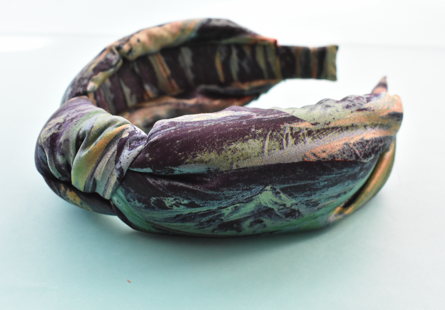 Luxury Silk Knot Alice band - Liberty of London Artist Manning Green printed silk