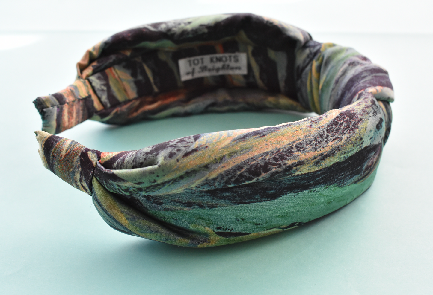 Luxury Silk Knot Alice band - Liberty of London Artist Manning Green printed silk