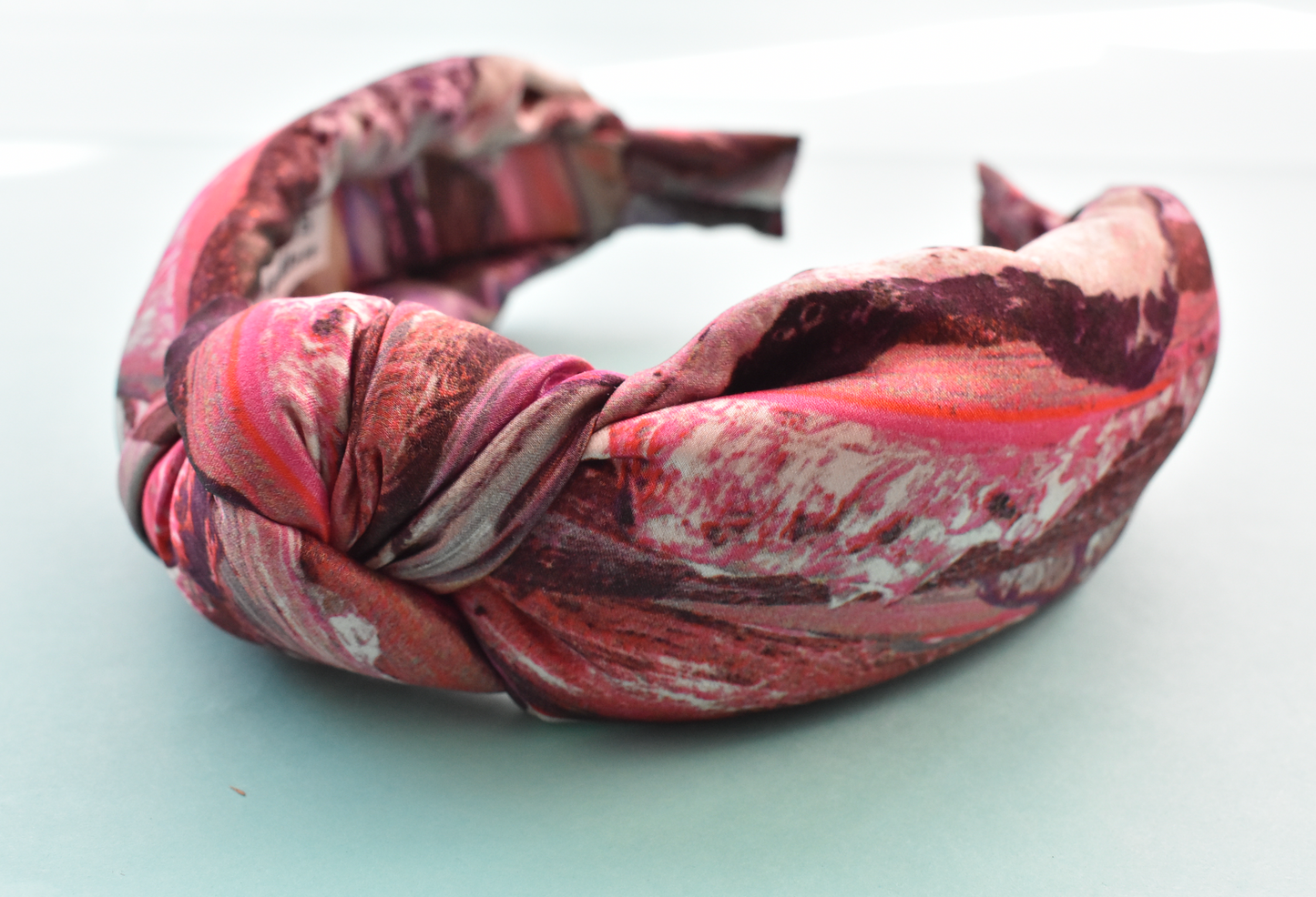 Luxury Silk Knot Alice band - Liberty of London Artist Manning pink printed silk