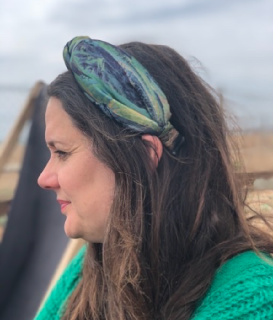 Luxury Silk Knot Alice band - Liberty of London Artist Manning Green printed silk