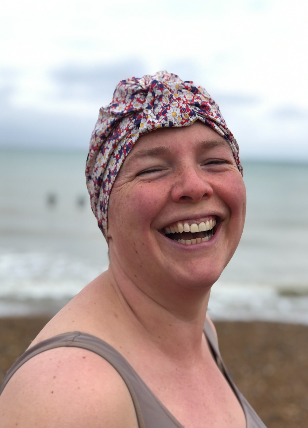 Salty Sea Knot - Swimming Cap Topper - Swim Turban - Vintage Liberty Daisy