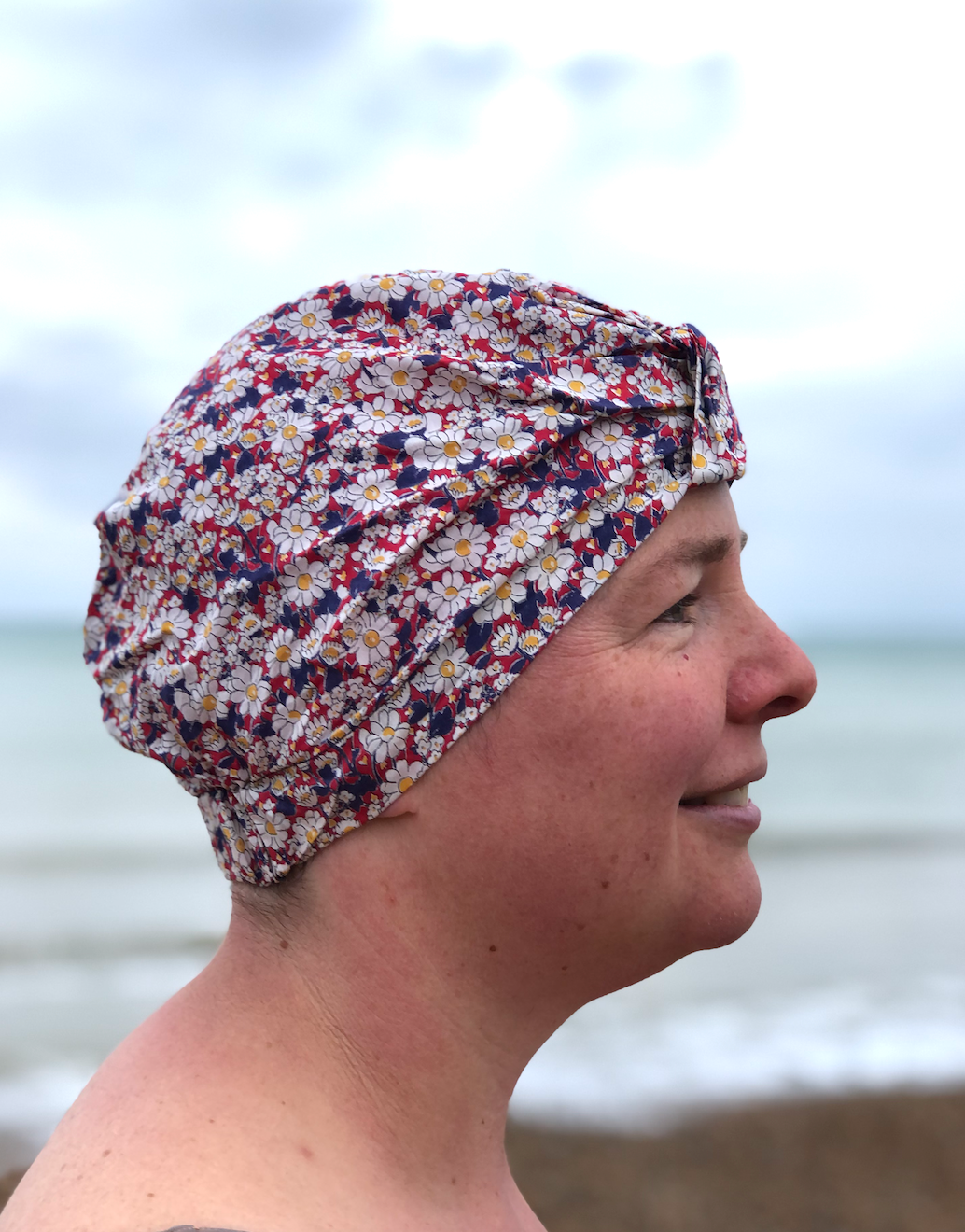 Salty Sea Knot - Swimming Cap Topper - Swim Turban - Vintage Liberty Daisy