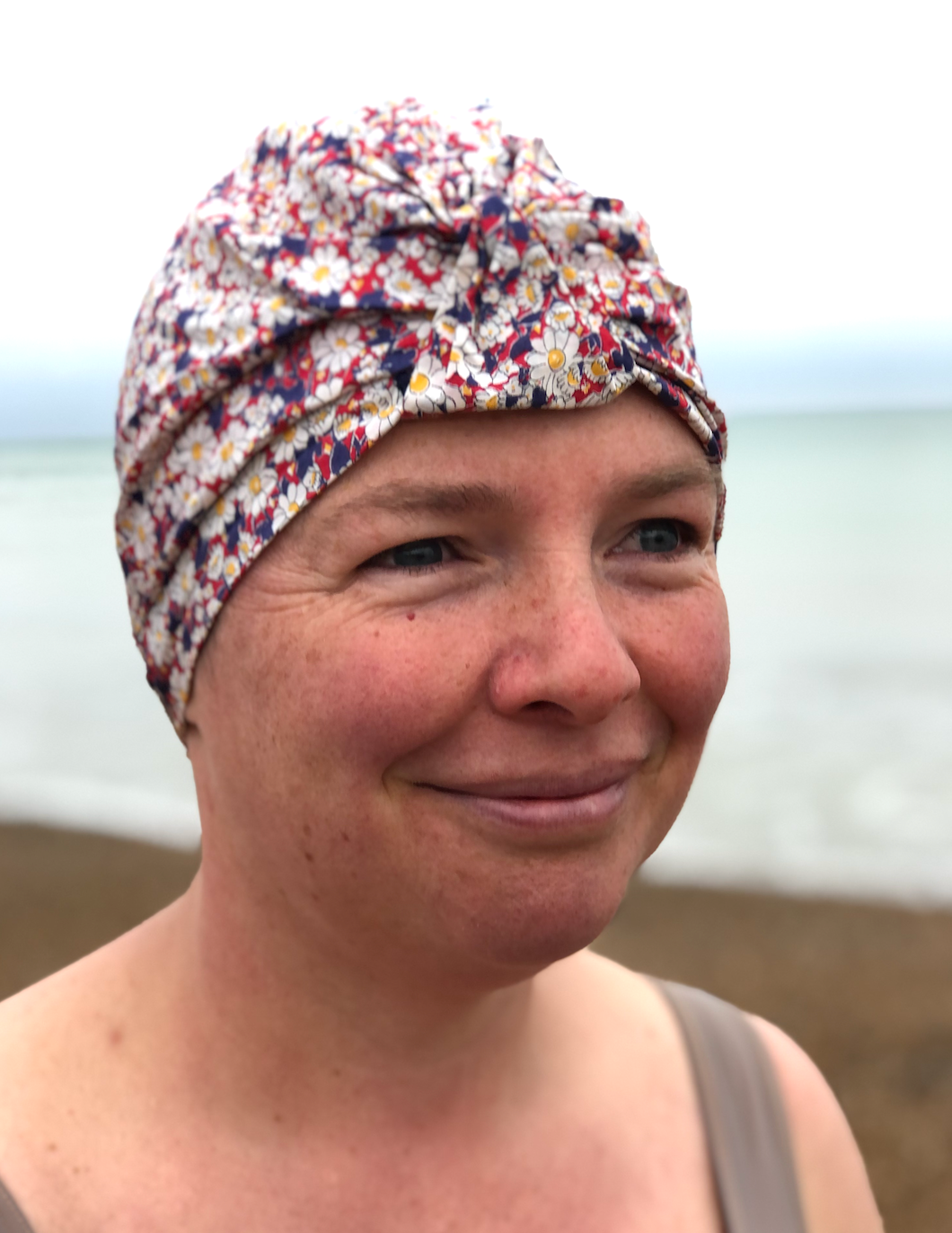 Salty Sea Knot - Swimming Cap Topper - Swim Turban - Vintage Liberty Daisy