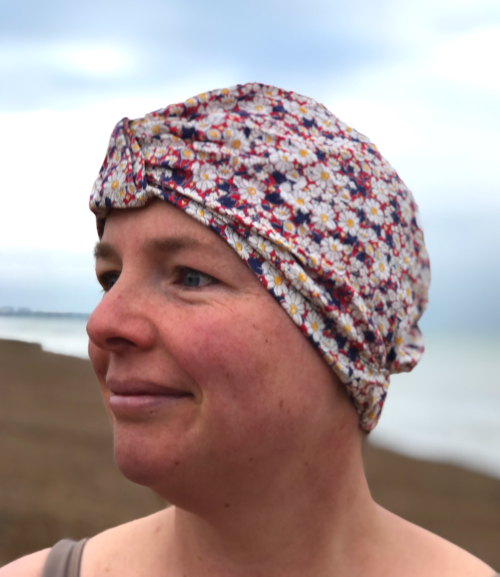 Salty Sea Knot - Swimming Cap Topper - Swim Turban - Vintage Liberty Daisy