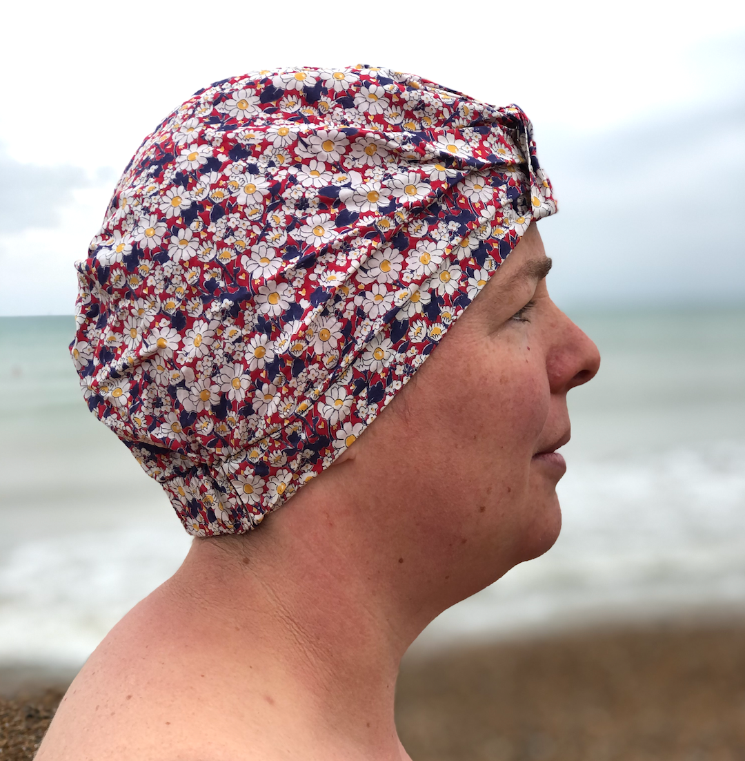 Salty Sea Knot - Swimming Cap Topper - Swim Turban - Vintage Liberty Daisy