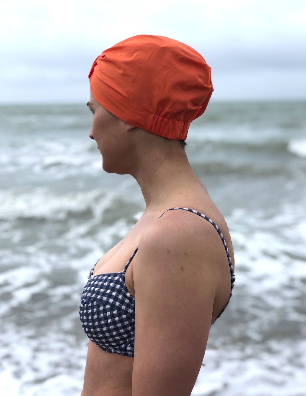 Salty Sea Knot - Swimming Cap Topper - Swim Turban - Tangerine Orange