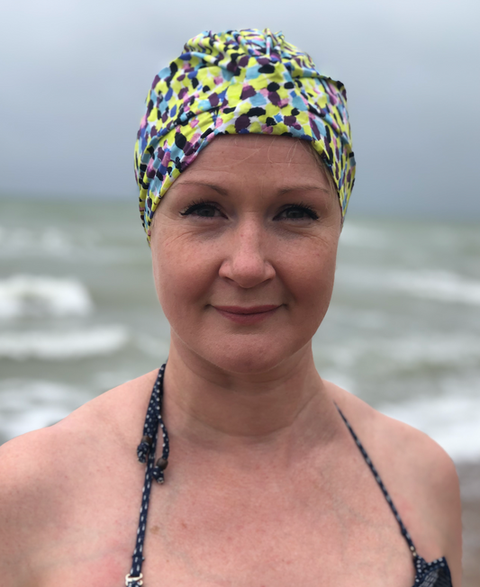 Salty Sea Knot - Swimming Cap Topper - Swim Turban - Yellow Morning Dew