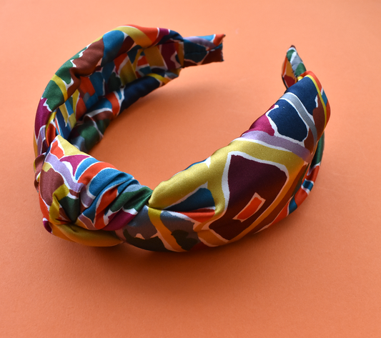 Luxury Silk Knot Alice band - Liberty of London Artist Ocean Breeze Silk Satin