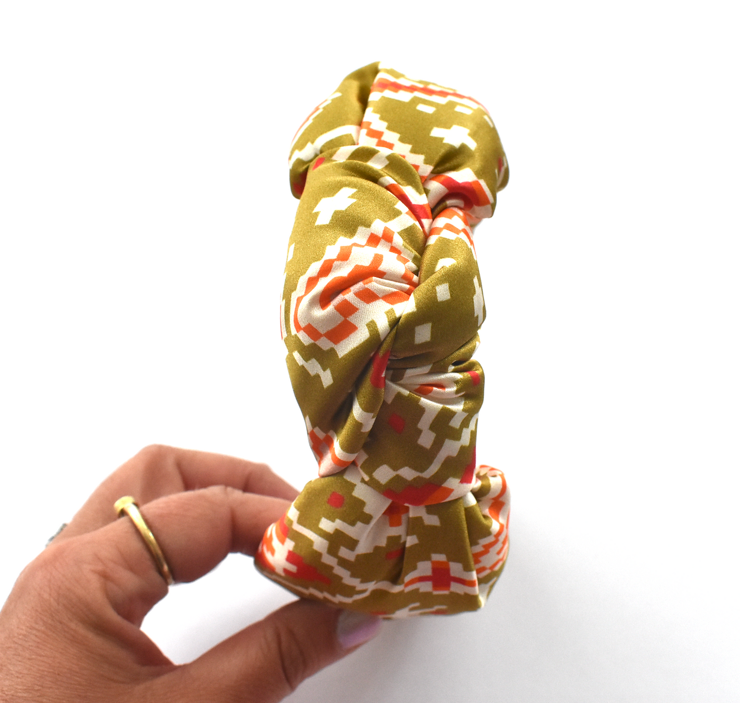 Luxury Silk Knot Alice band - in iconic Liberty Silk Satin Gold Tapestry Hearts