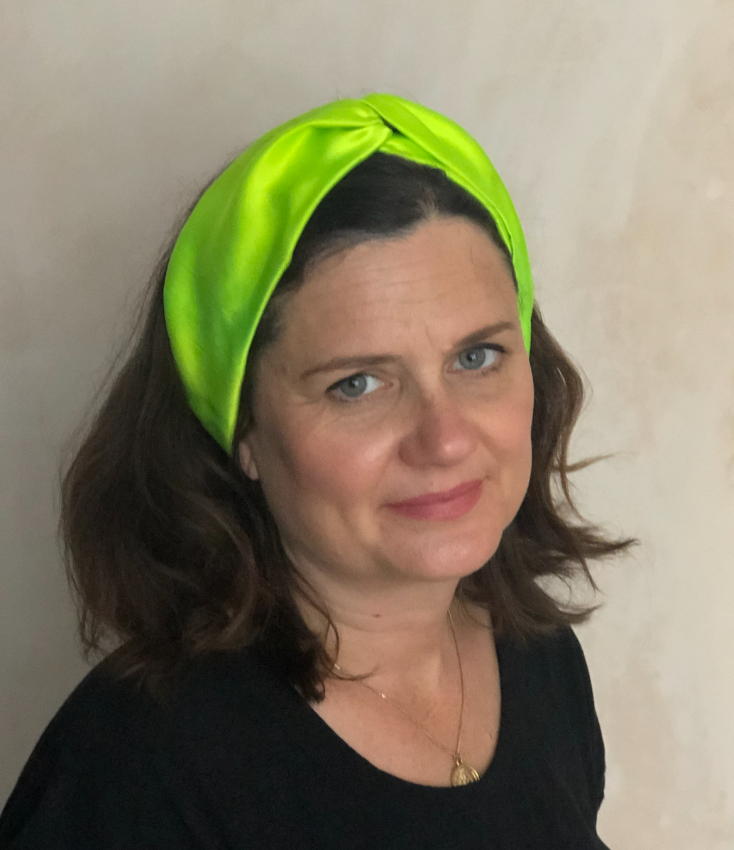 Silk Twisted Turban hairband and neck scarf in Neon Green Mulberry Silk - 100% pure silk satin