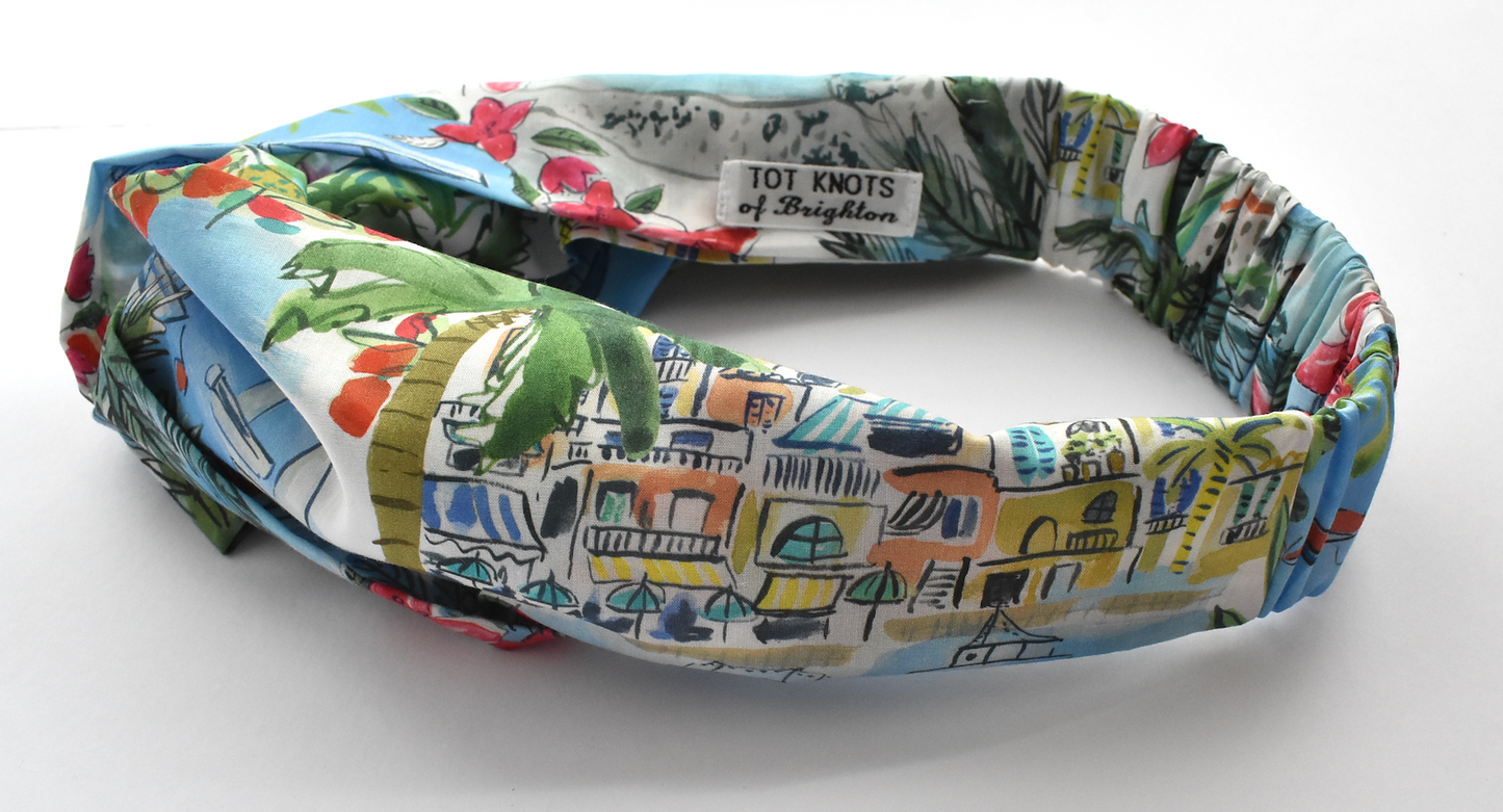 Ladies Twisted Turban Headband - Liberty of London Cape vista