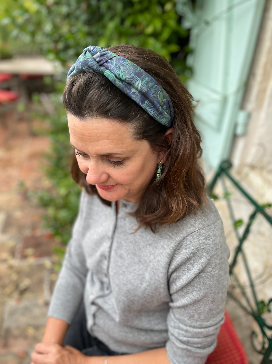 Knot Alice headband - Liberty of London Chaparrel - Navy and Green Fern Print