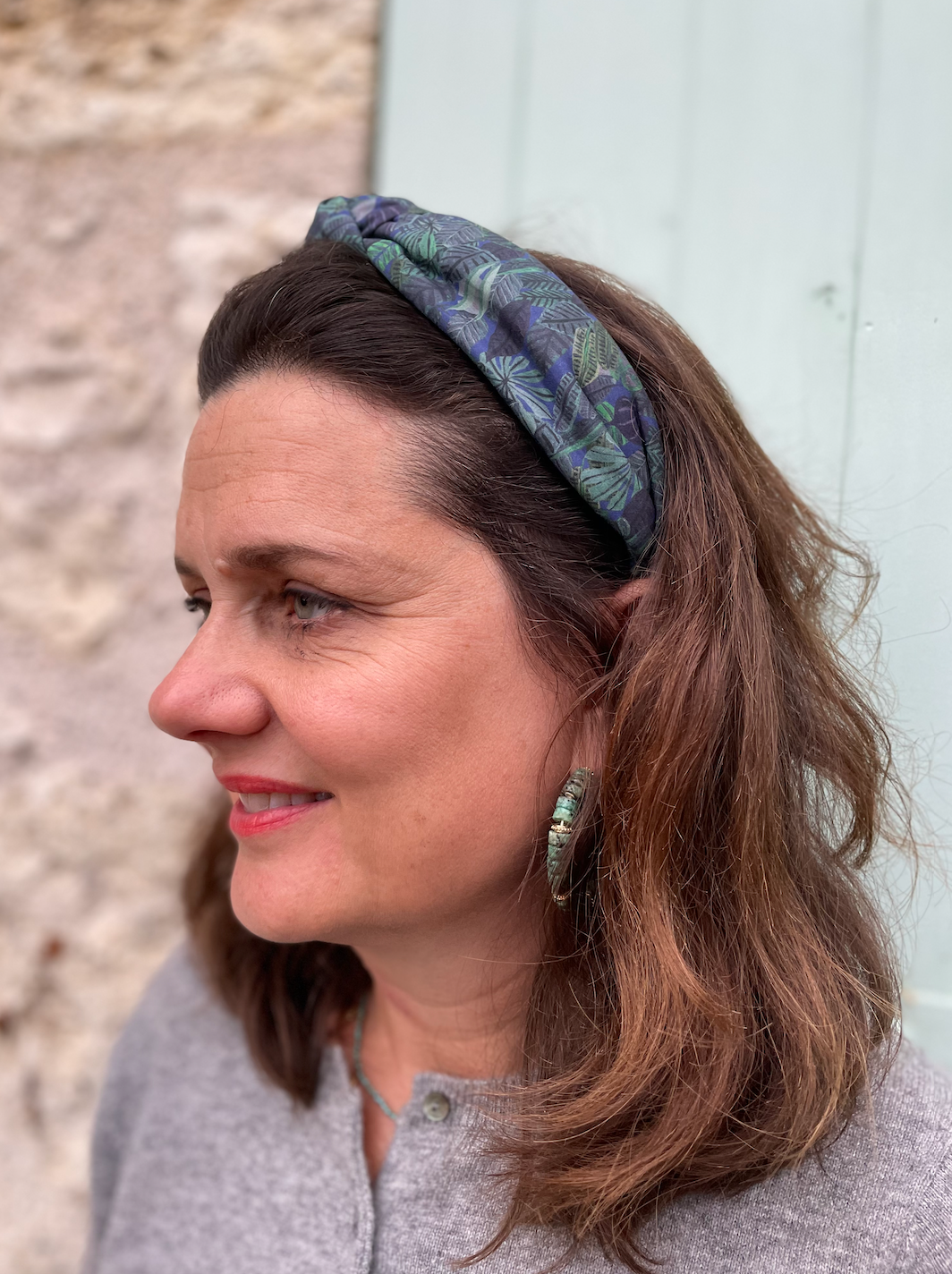 Knot Alice headband - Liberty of London Chaparrel - Navy and Green Fern Print