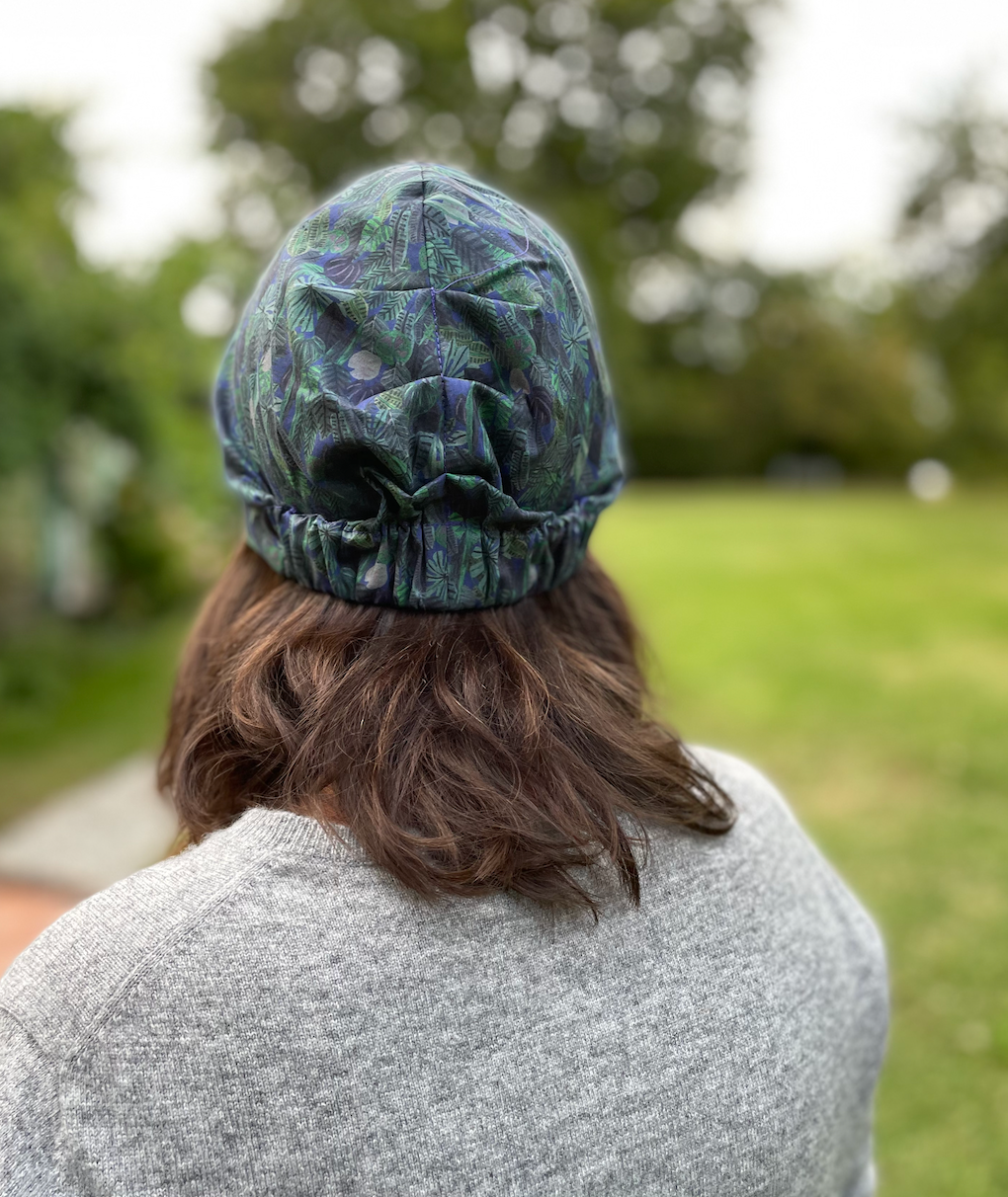Ladies Turban Hat - Liberty of London Chaparrel - Navy and Green Fern Print