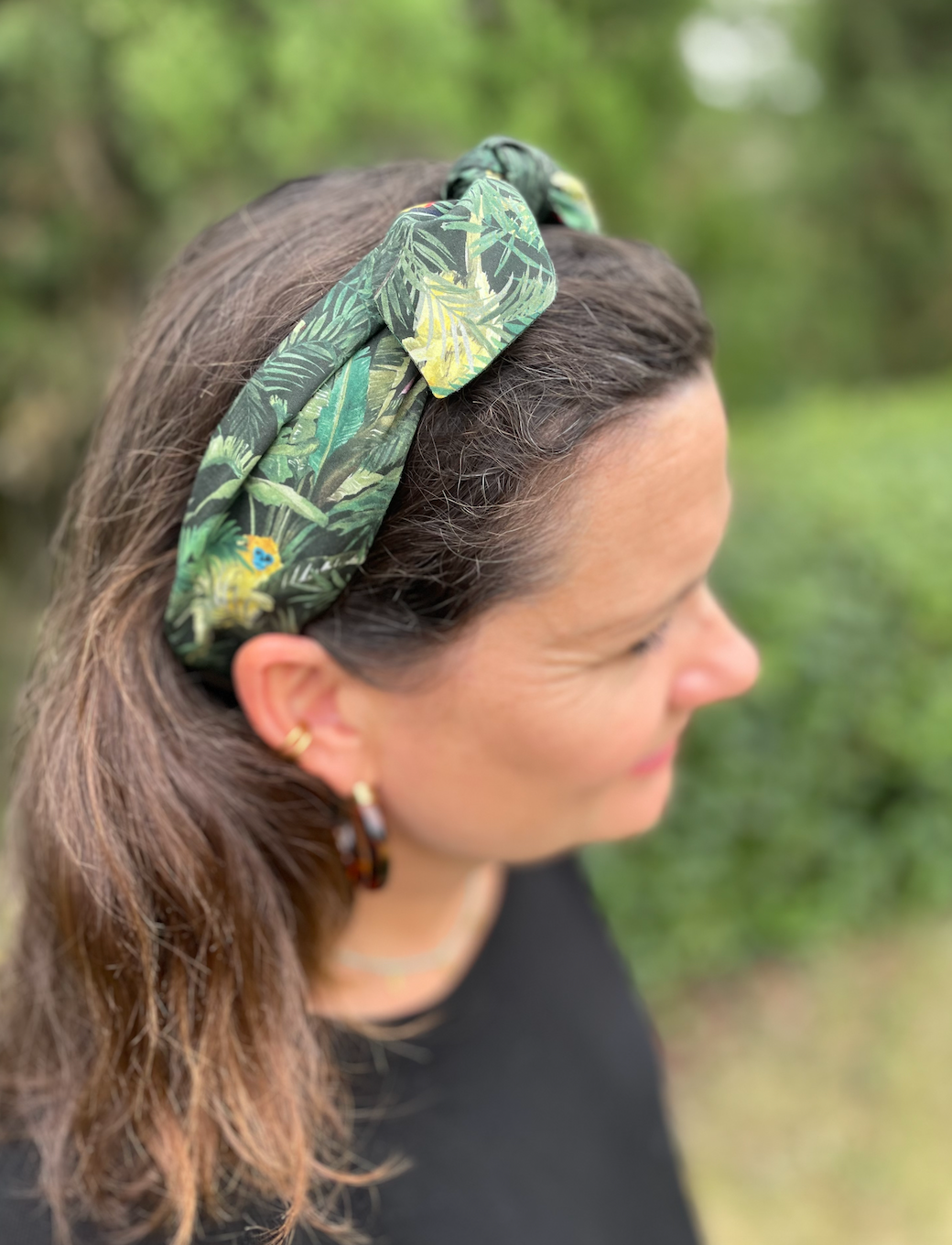 Ladies Knot Tie hairband - Liberty of London Tou-Can Hide - Jungle Animals