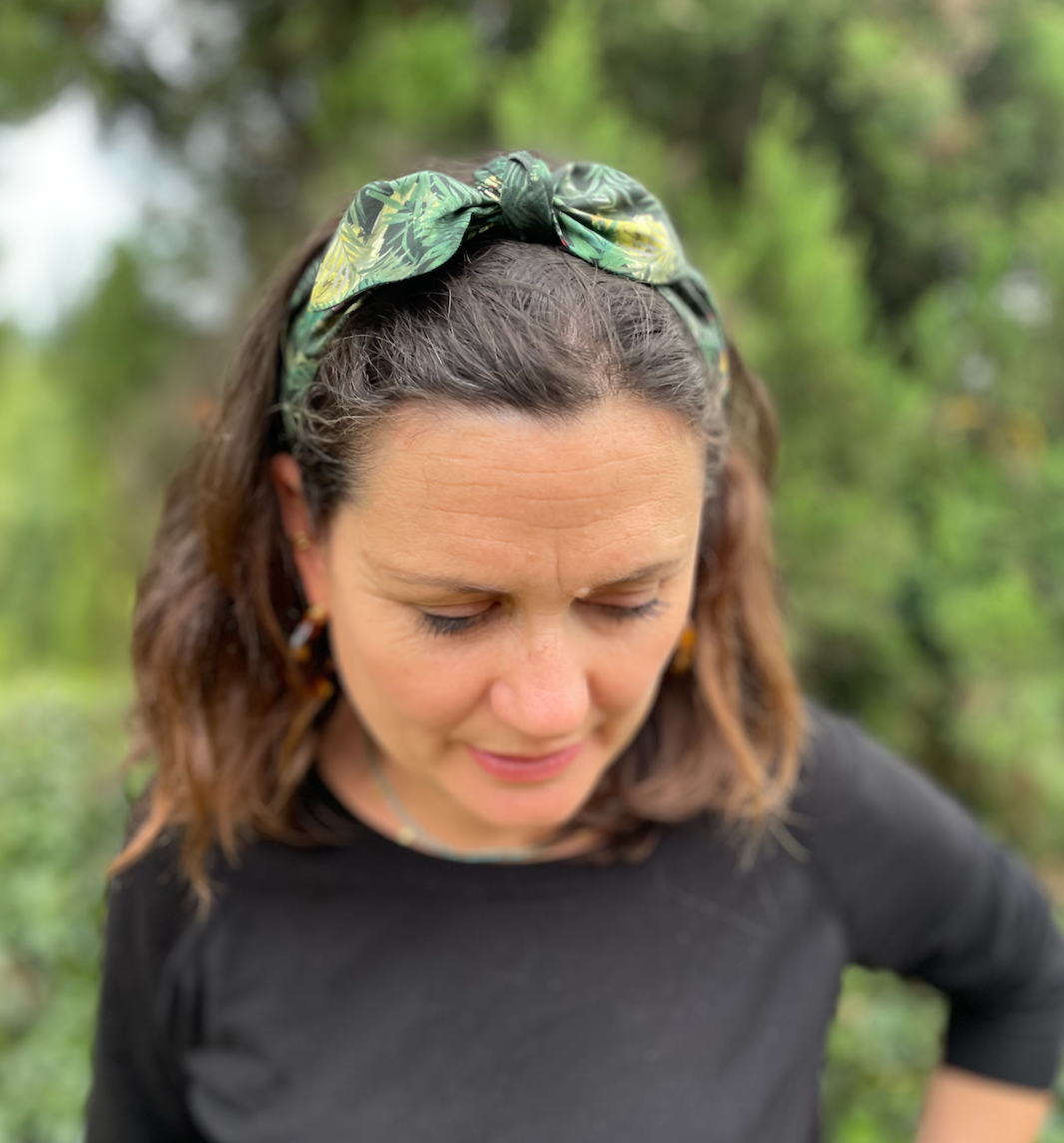 Ladies Knot Tie hairband - Liberty of London Tou-Can Hide - Jungle Animals