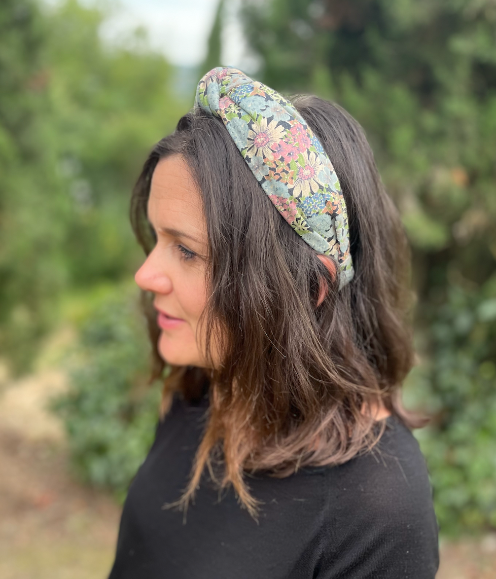 Knot Alice band - Vintage Liberty of London Hydrangea Floral Varuna wool