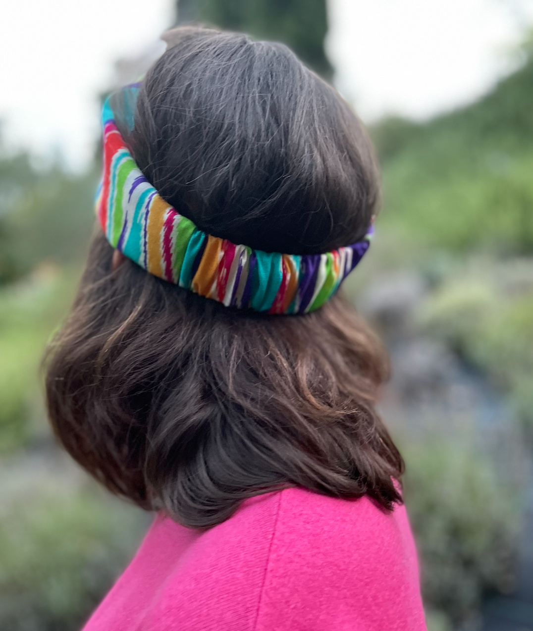 Twisted Turban hairband - Vintage Liberty of London Bright Multicolour Ikat Graphic in Varuna wool