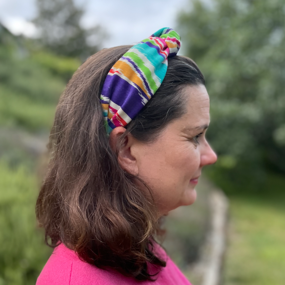Knot Alice band - Vintage Liberty of London Bright Multicolour Ikat Graphic in Varuna wool
