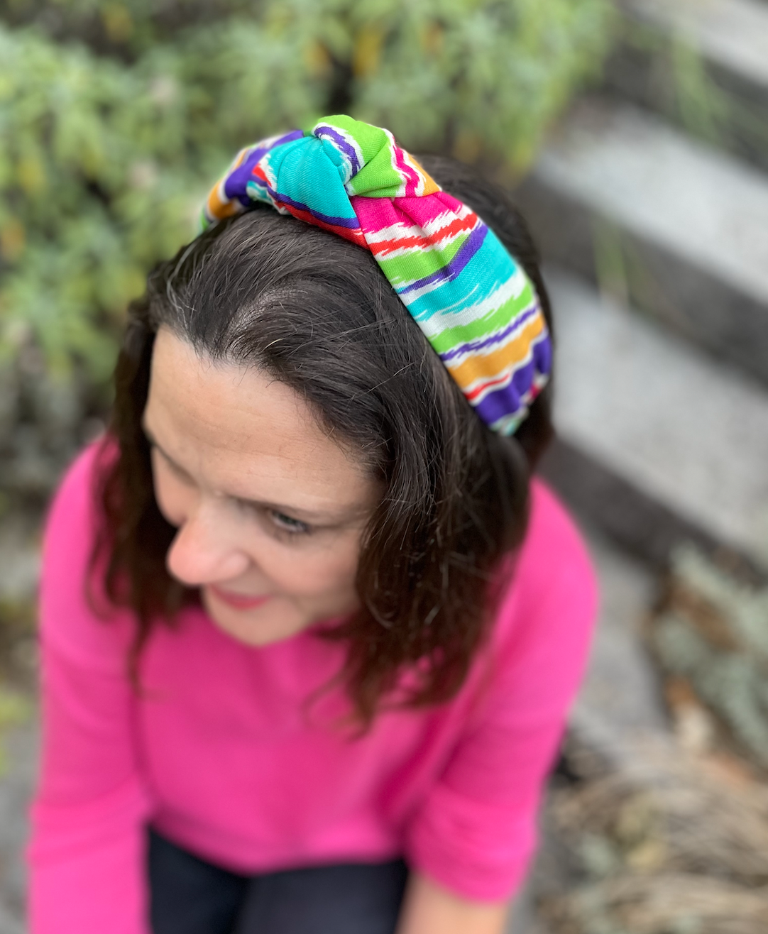 Knot Alice band - Vintage Liberty of London Bright Multicolour Ikat Graphic in Varuna wool