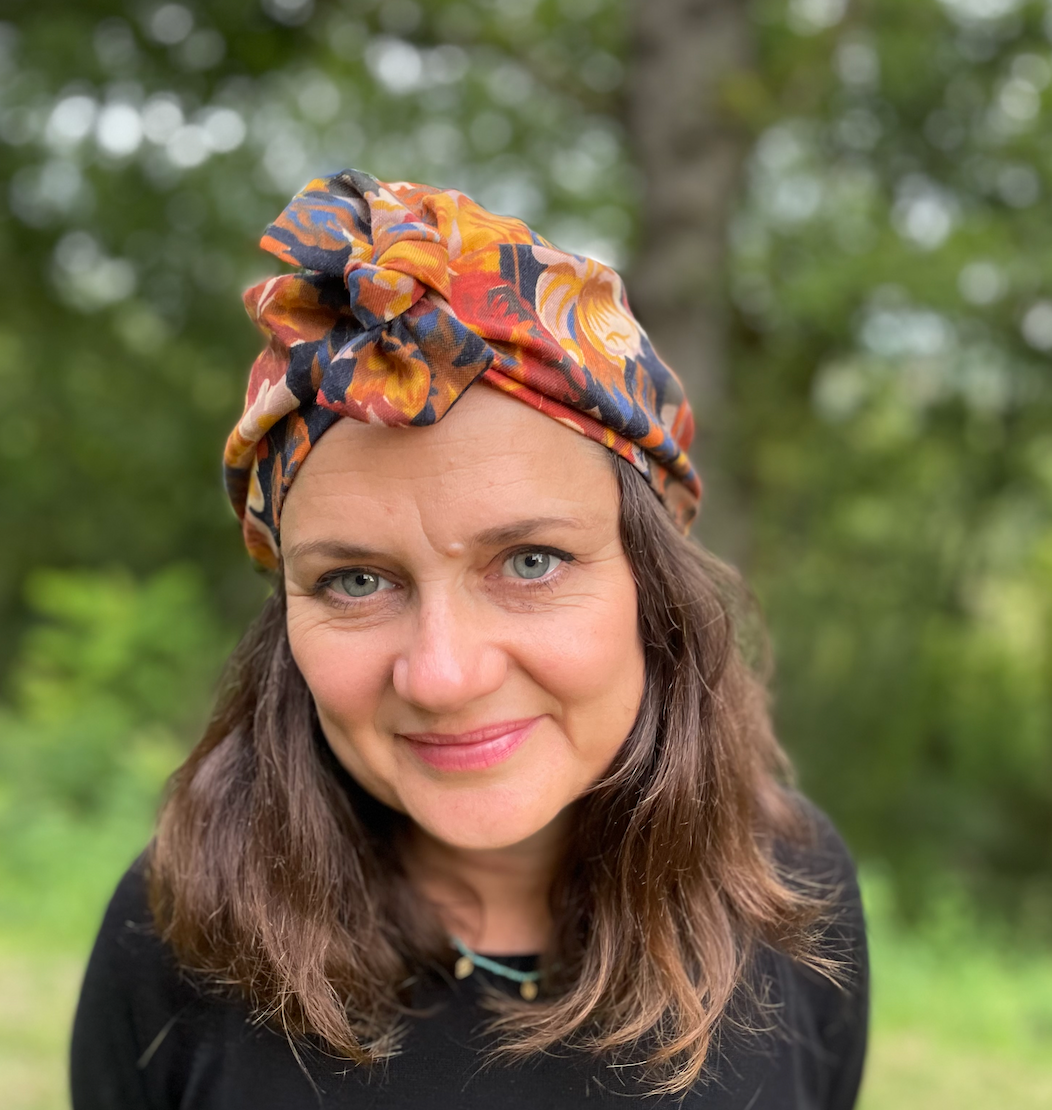 Ladies Turban Hat - Vintage Autumn Rose in Liberty of London printed - Varuna wool