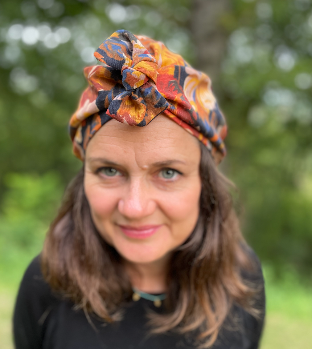 Ladies Turban Hat - Vintage Autumn Rose in Liberty of London printed - Varuna wool