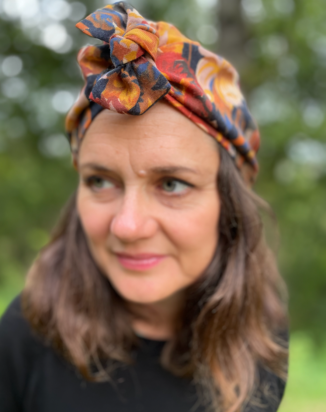 Ladies Turban Hat - Vintage Autumn Rose in Liberty of London printed - Varuna wool