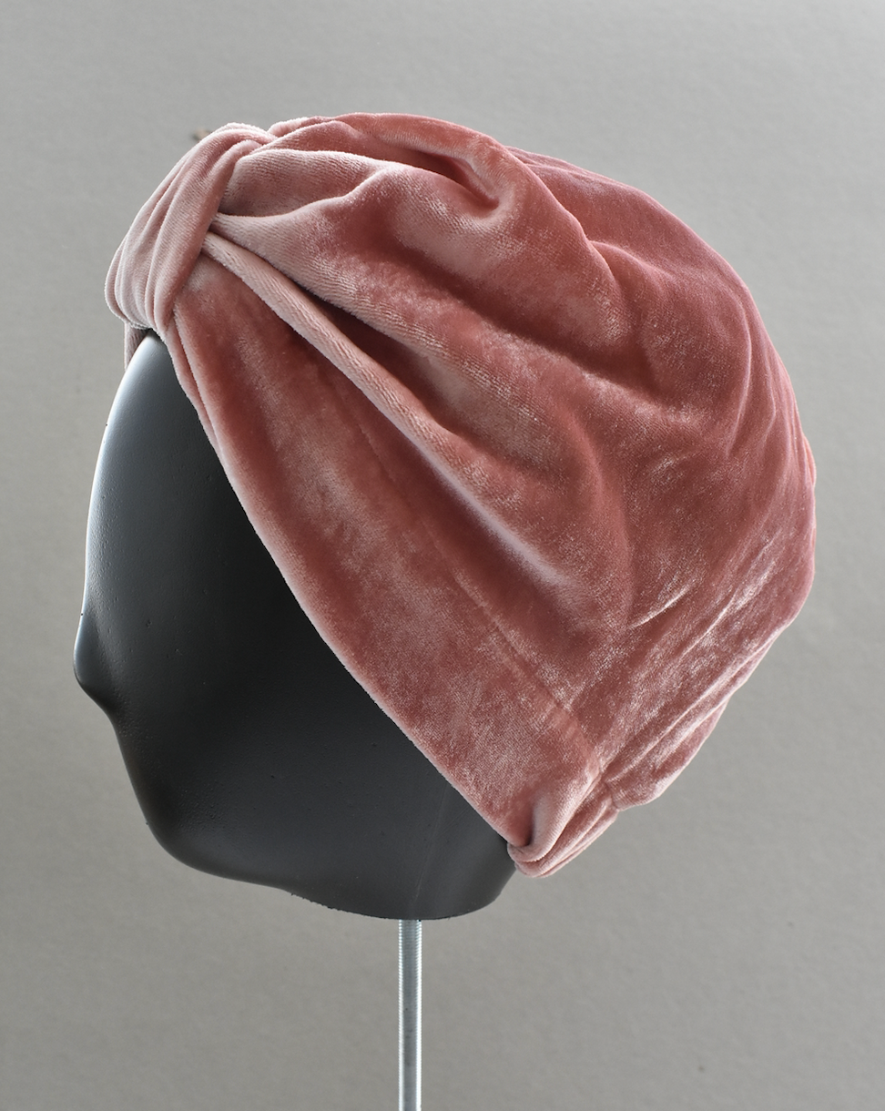 Luxury silk-velvet Turban & Head wrap - Dusty Pink