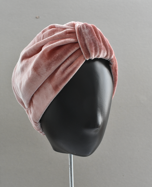 Luxury silk-velvet Turban & Head wrap - Dusty Pink