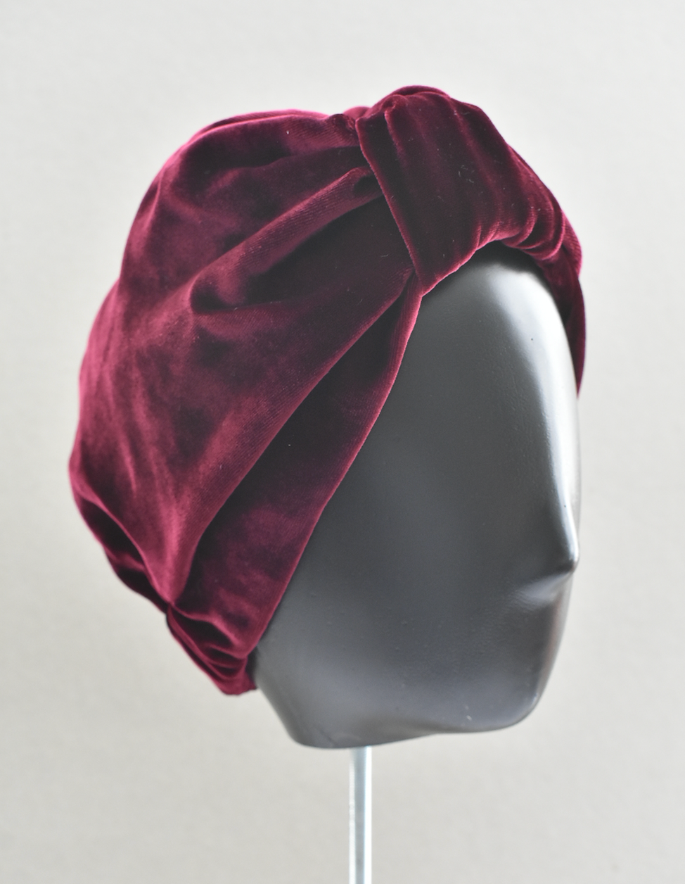 Luxury silk-velvet Turban & Head wrap -  Ruby and ox blood red