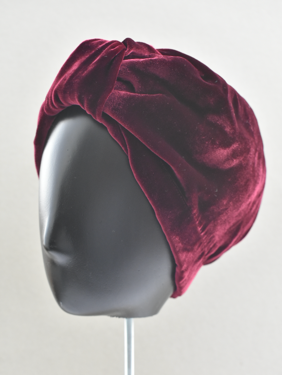 Luxury silk-velvet Turban & Head wrap -  Ruby and ox blood red