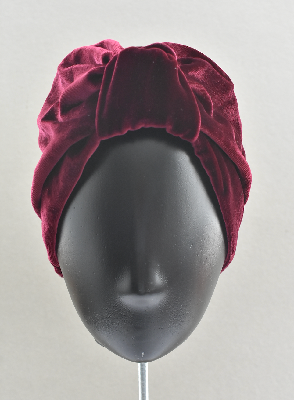 Luxury silk-velvet Turban & Head wrap -  Ruby and ox blood red