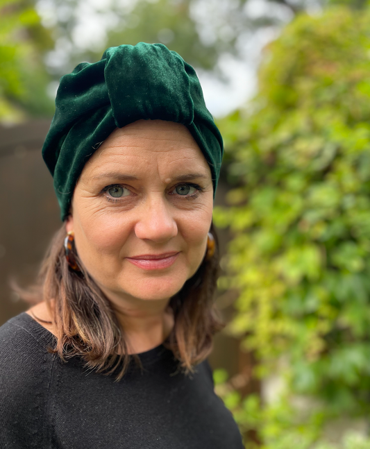 Luxury silk velvet Turban & Head wrap - Emerald Green