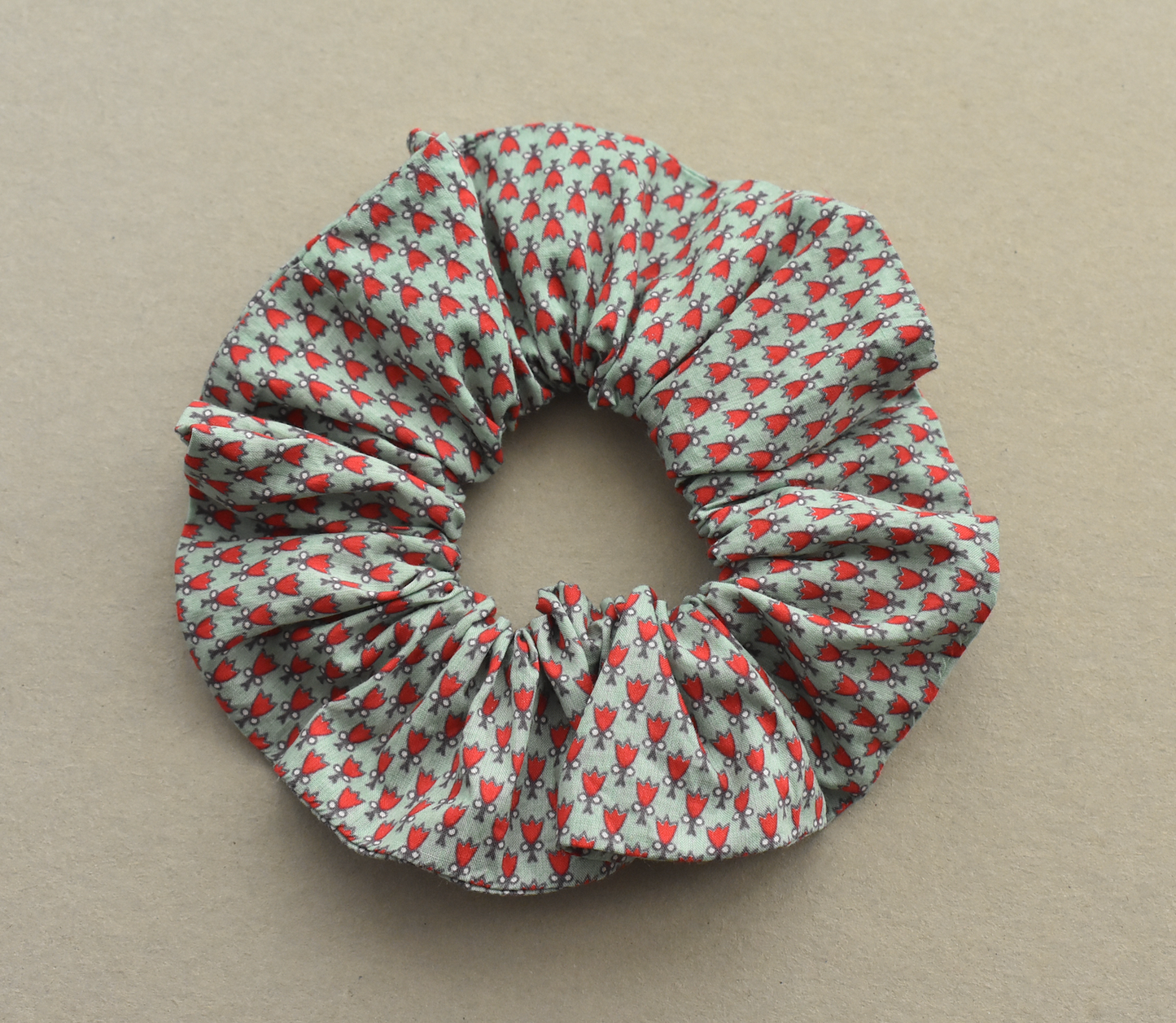 Christmas Scrunchie in Vintage Ditsy Bell Liberty print