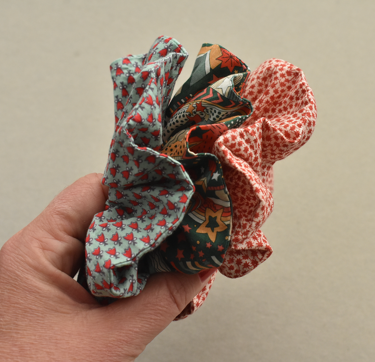 Christmas Scrunchie Bundle - 3 x Scrunhies in a mix of Limited Edition Vintage and contemporary Christmas Liberty prints