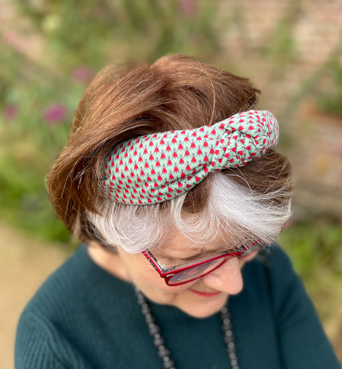 Ladies Knot Alice band - in Vintage Ditsy Bell Liberty of London Christmas print